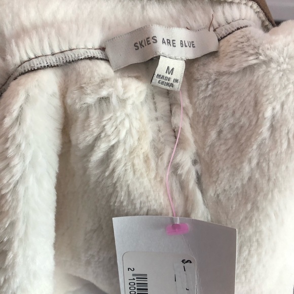 🧺Skies are Blue Tan & Cream Faux Fur Lined Open Cardigan Vest, size M, NWT, Y2K - Picture 5 of 5